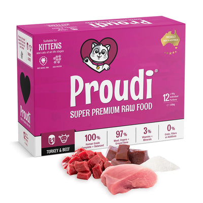 [Syd Only] Proudi Kitten Raw Food - Turkey & Beef 1.2Kg