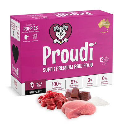 Proudi Puppy Raw Food - Turkey & Beef 1.2Kg