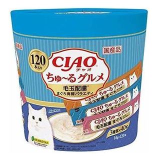 CIAO Churu Gourmet Tuna Seafood Variety recipe for  Hairball Wet Cat Treats (120pcs)