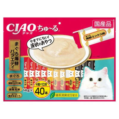 CIAO Churu Tuna & Seafood Variety Wet Cat Treats (40pcs)