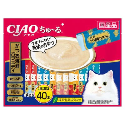 CIAO Churu Bonito & Seafood Variety Wet Cat Treats 40x14g