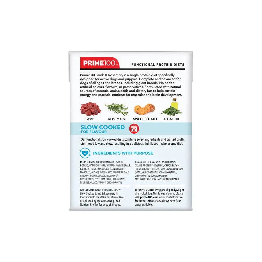 Prime100 Dog Wet Food - SPD™ Slow Cooked Lamb & Rosemary 354g