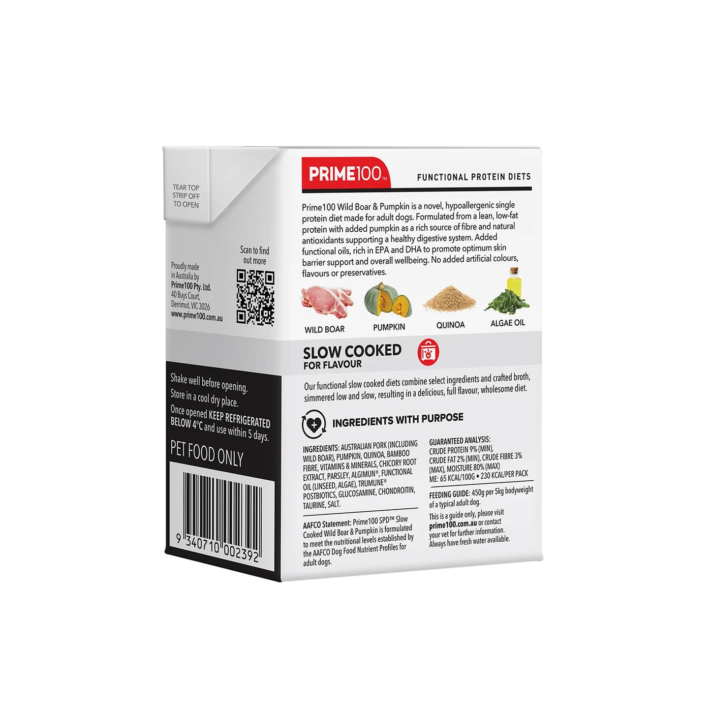 Prime100 Dog Wet Food - SPD™ Slow Cooked Wild Boar & Pumpkin