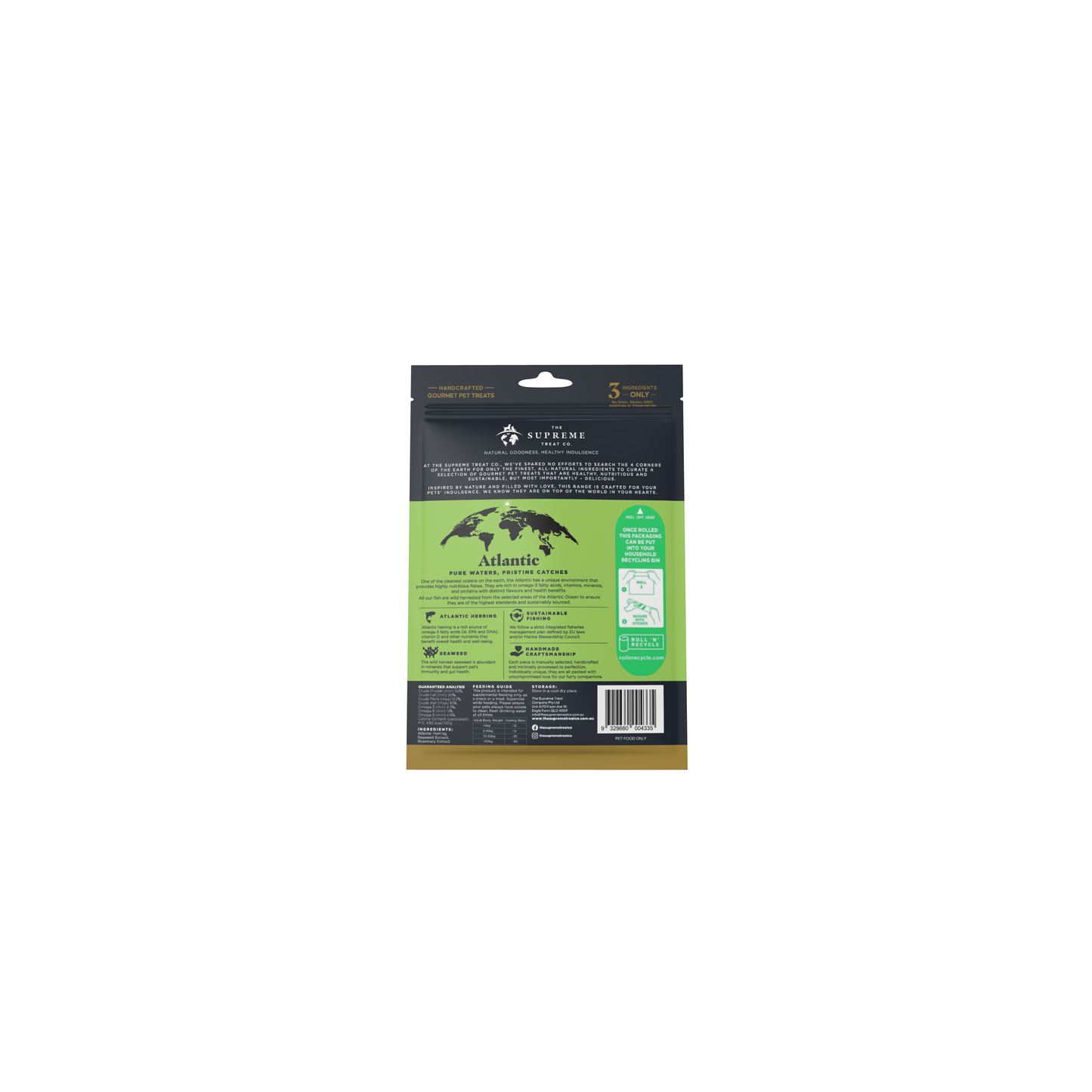 The Supreme Treat Co Dog Treat Herring Bites with Seaweed for Puppies 80g