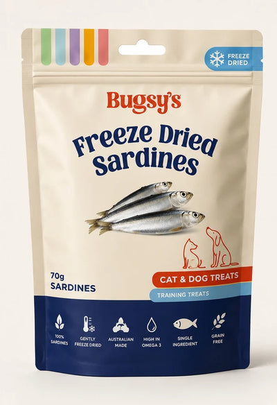 Bugsy's Freeze Dried Pet Treat - Sardines 70g