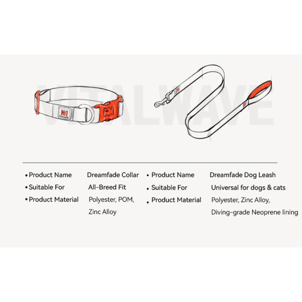 VITALWAVE Dreamfade Dog Collar & Leash Set