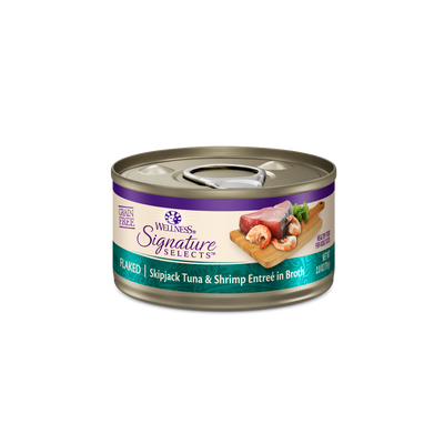 WELLNESS Core Signature Selects Flaked Skipjack Wet Cat Food Tuna & Shrimp Entreé in Broth 79g x 12