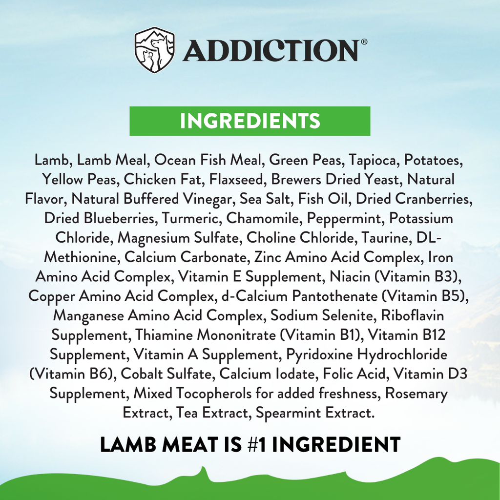 Addiction Air Dried Dog Food Raw Alternative Herbed Lamb And Potatoes Dinner 910g