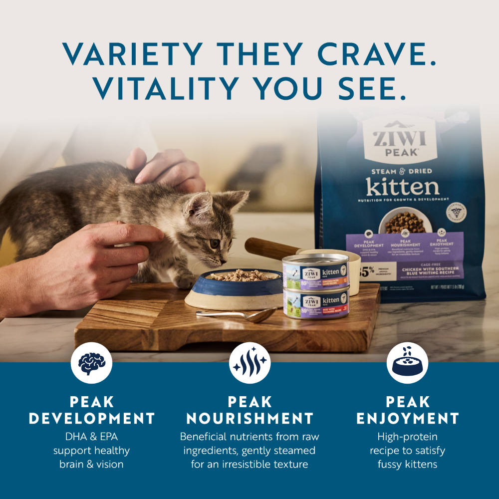 Ziwi Peak Steam & Dried Kitten Food Chicken with Southern Blue Whiting 700g