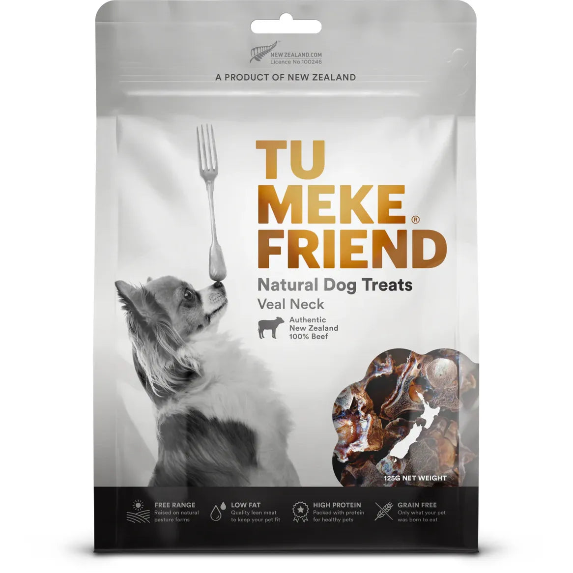 TU MEKE FRIEND Air-Dried Natural Dog Treats Veal Neck 125G