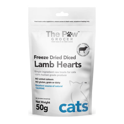 The Paw Grocer - Freeze Dried Diced Lamb Hearts For Cats