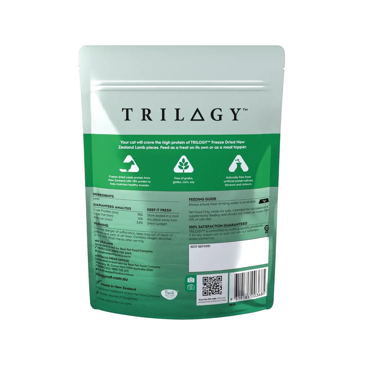 TRILOGY Freeze Dried Cat Treats Lamb 50g