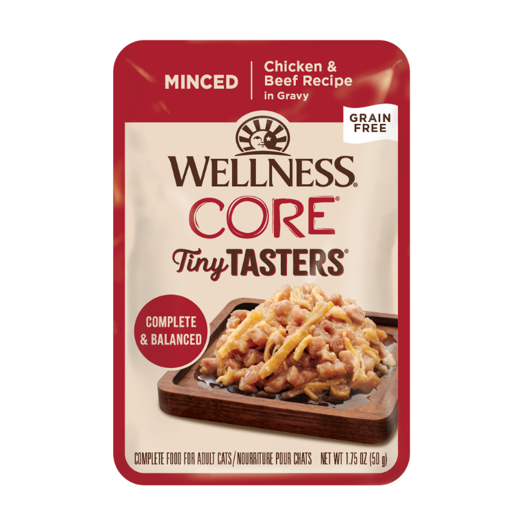 WELLNESS Core Wet Cat Food Tiny Tasters Minced Chicken & Beef Recipe Gravy