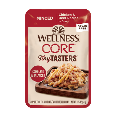 WELLNESS Core Wet Cat Food Tiny Tasters Minced Chicken & Beef Recipe Gravy