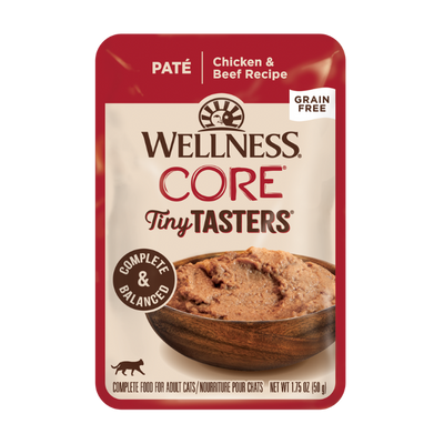 WELLNESS Core Wet Cat Food Tiny Tasters Smooth Pâté Chicken & Beef Recipe 50g x 12