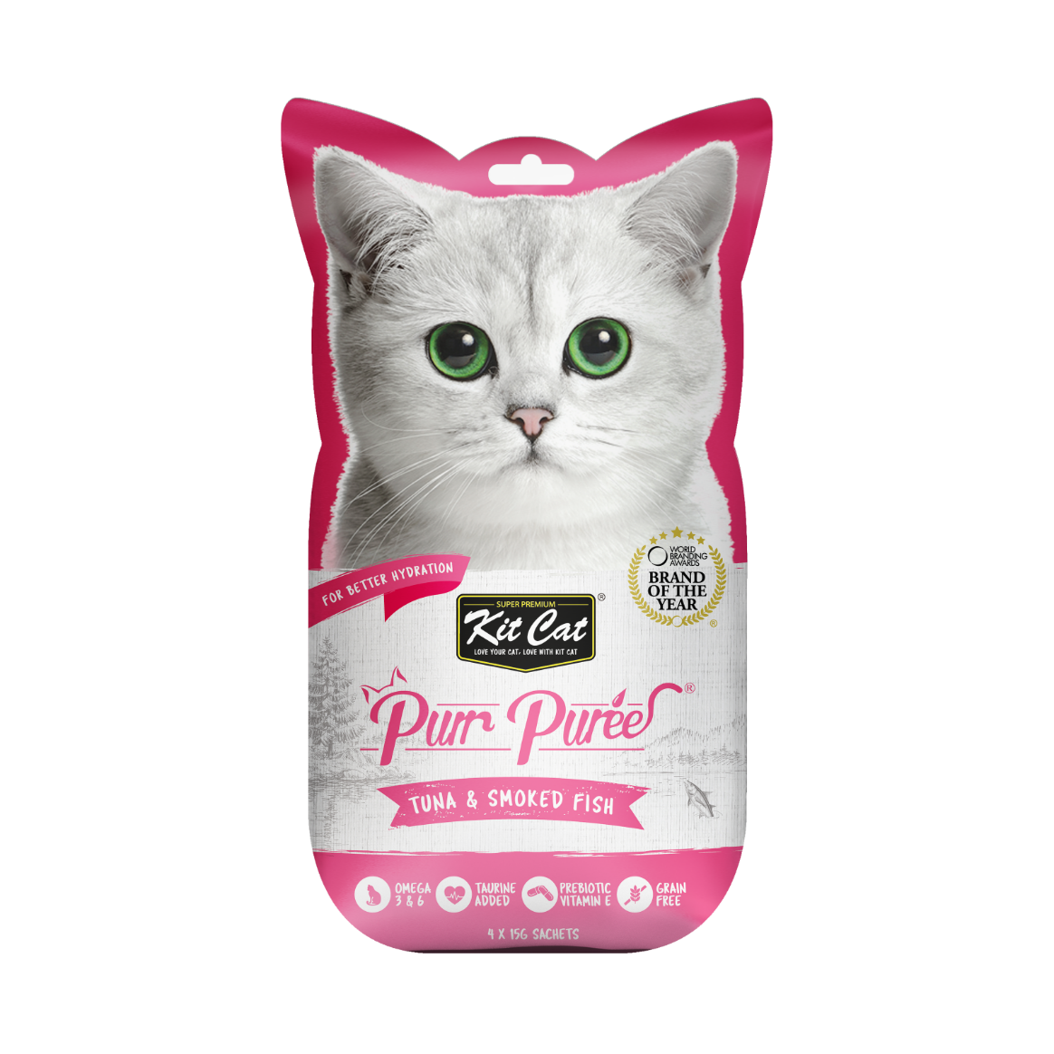 Kit Cat Purr Puree Cat Treat Tuna & Smoked Fish 4x15g
