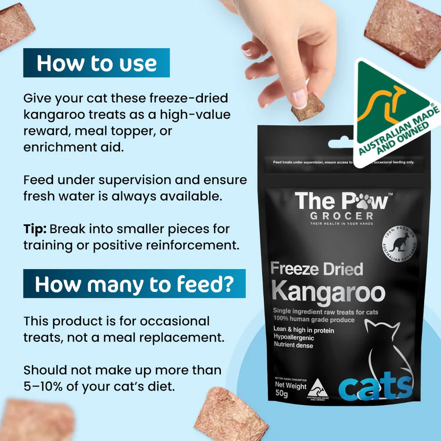The Paw Grocer - Freeze Dried Kangaroo For Cats 50g
