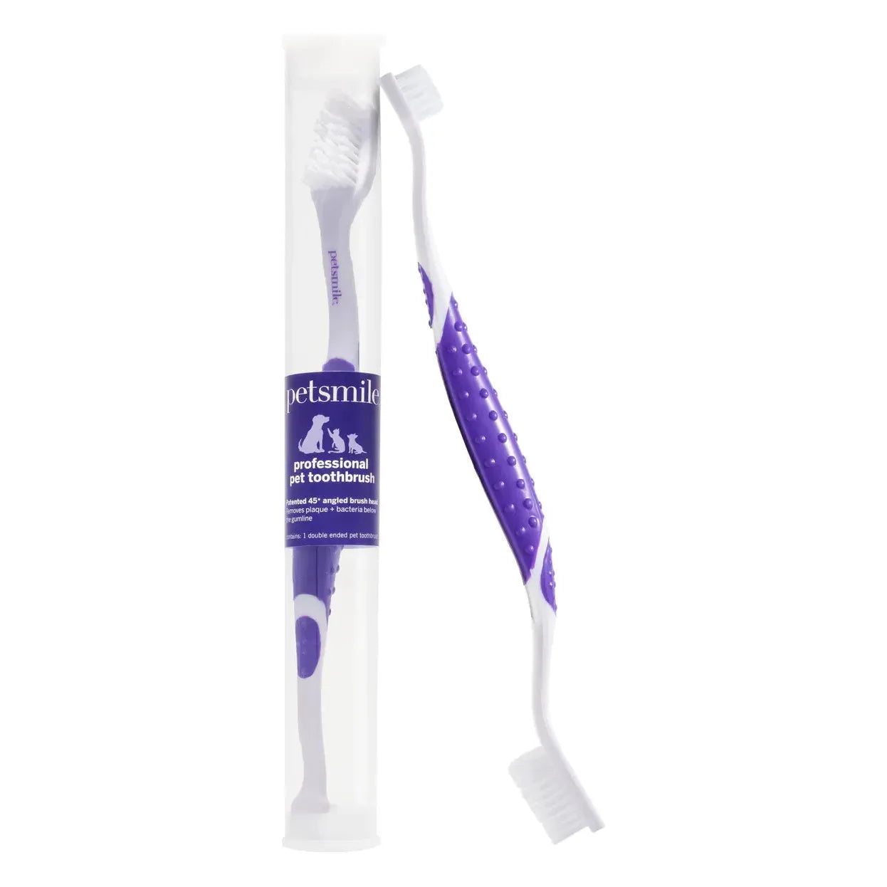 PETSMILE Professional Pet Toothbrush - Patented 45° Dual-Ended Brush Head