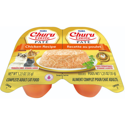 INABA Cat Complete and Balanced Wet Food Churu Entrée Pate Twin Cups Chicken Recipe 35g x 2