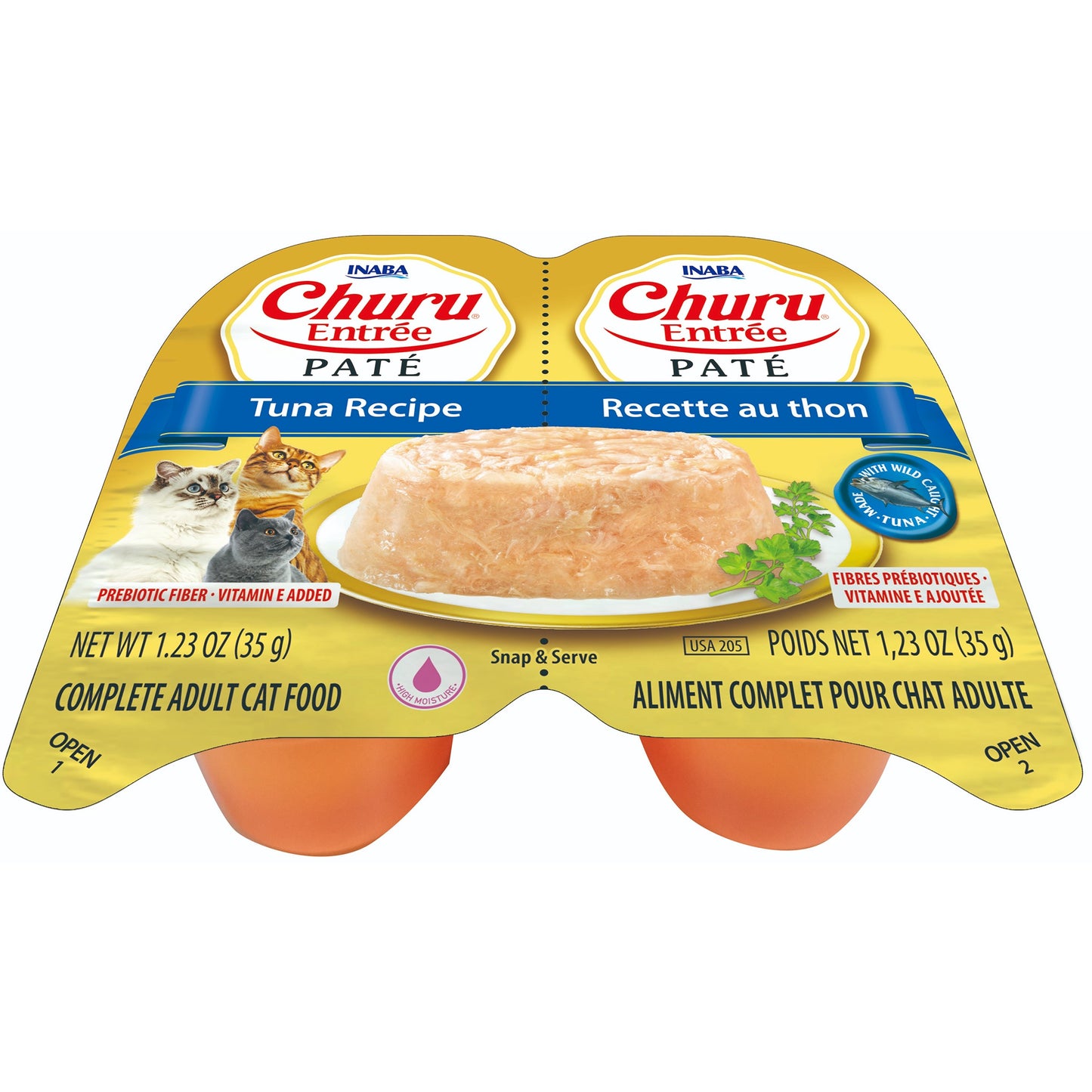 INABA Cat Complete and Balanced Wet Food Churu Entrée Pate Twin Cups Tuna Recipe 35g x 2