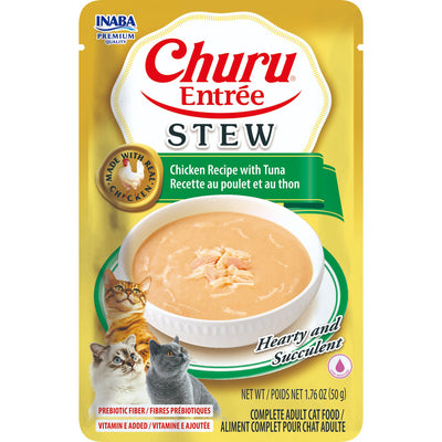 INABA Cat Complete and Balanced Wet Food Churu Entrée Stew Chicken Recipe with Tuna 50g