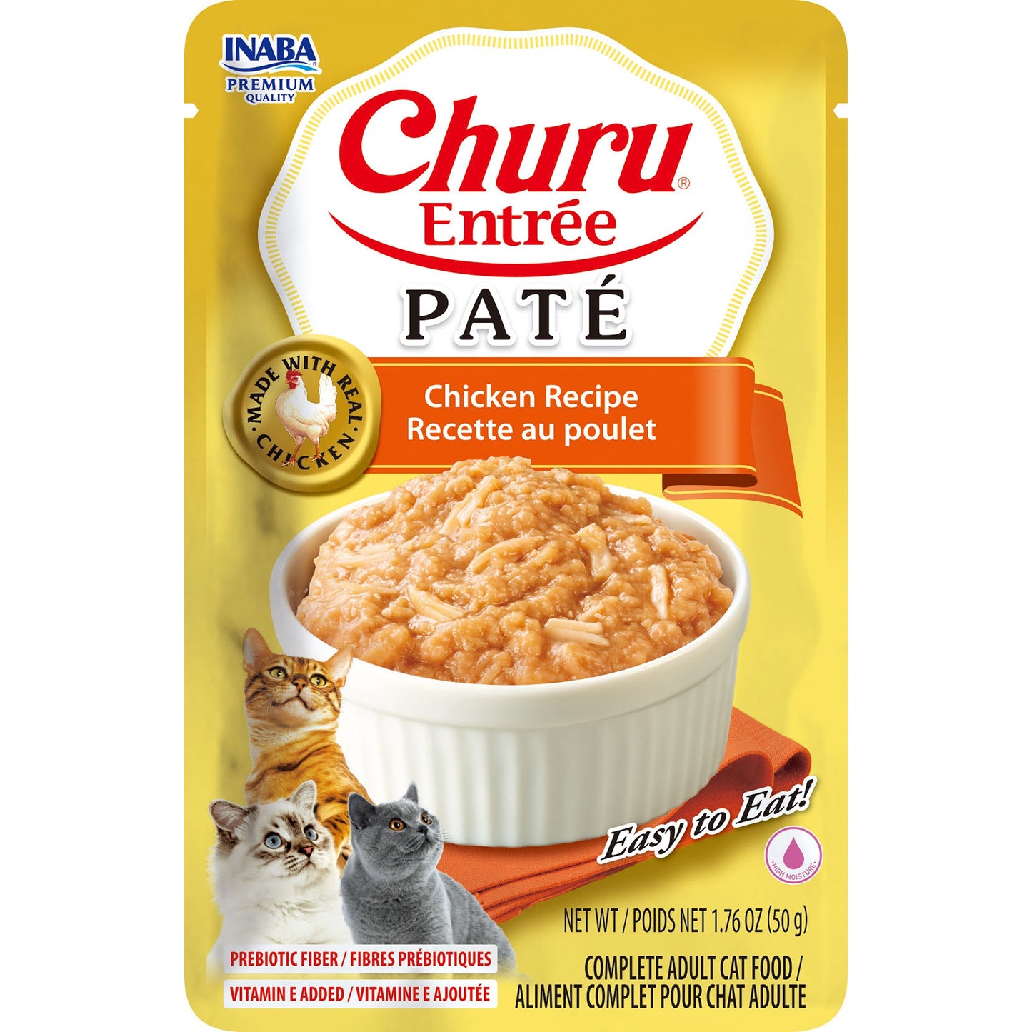 INABA Cat Complete and Balanced Wet Food Churu Entrée Pate Chicken Recipe 50g