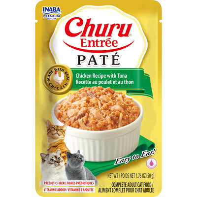 INABA Cat Complete and Balanced Wet Food Churu Entrée Pate Chicken Recipe with Tuna 50g