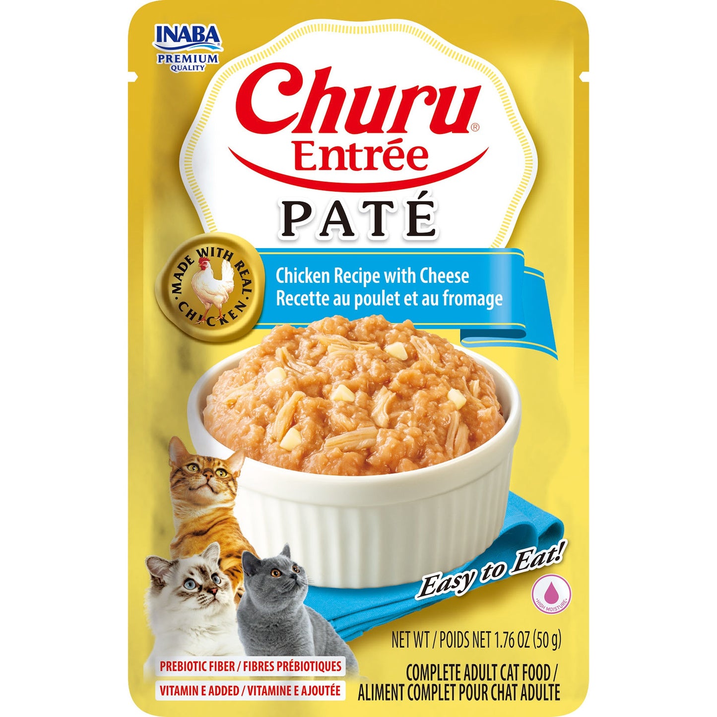 INABA Cat Complete and Balanced Wet Food Churu Entrée Pate Chicken Recipe with Cheese 50g