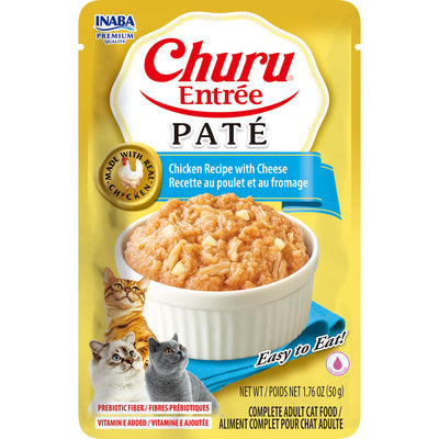 INABA Cat Complete and Balanced Wet Food Churu Entrée Pate Chicken Recipe with Cheese 50g