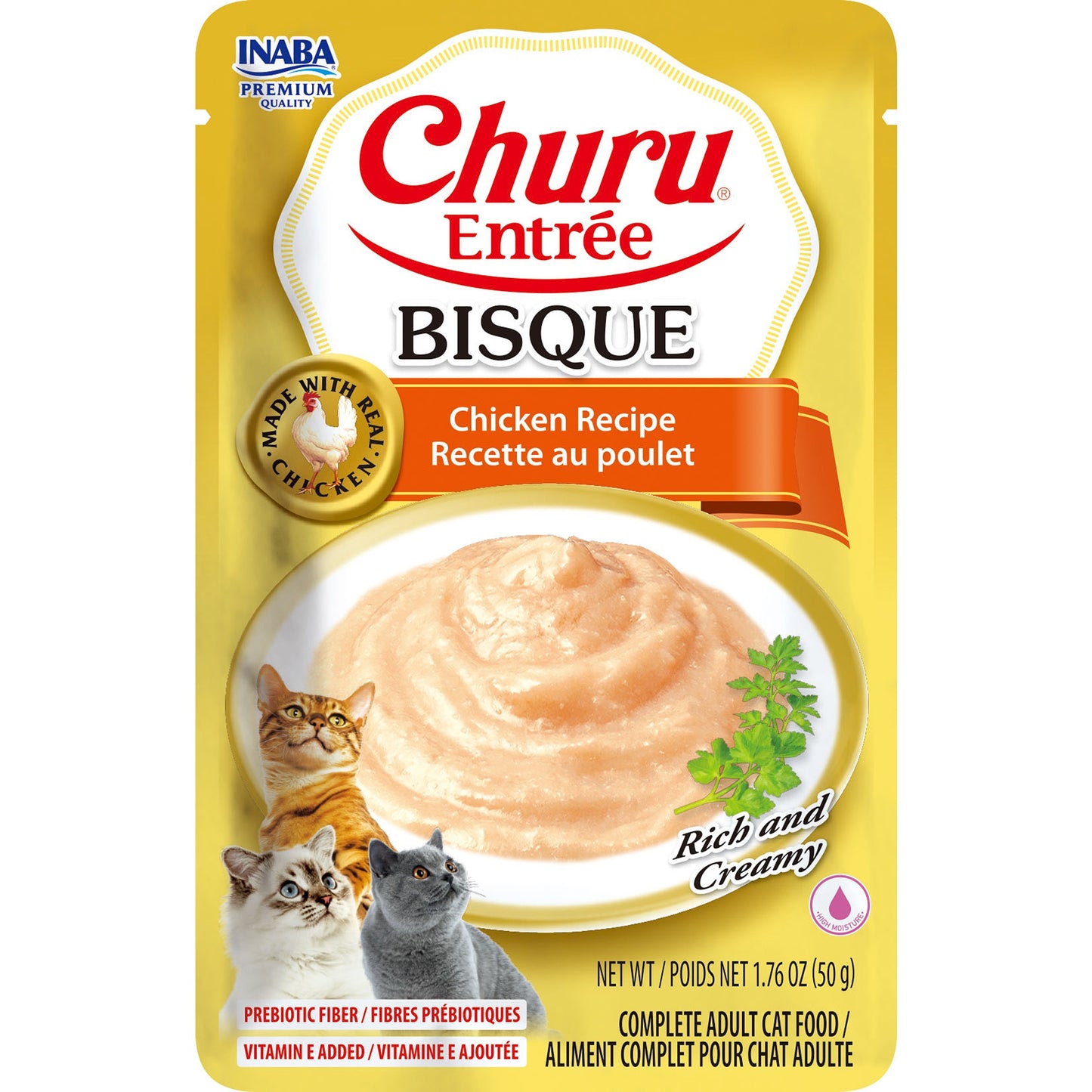 INABA Cat Complete and Balanced Wet Food Churu Entrée Bisque Chicken Recipe 50g