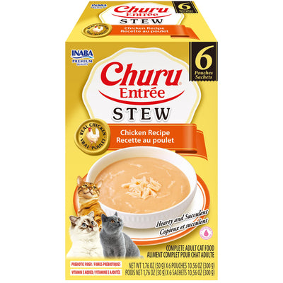 INABA Cat Complete and Balanced Wet Food Churu Entrée Stew Chicken Recipe Multi Pack 50g x 6