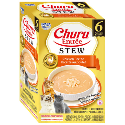 INABA Cat Complete and Balanced Wet Food Churu Entrée Stew Chicken Recipe Multi Pack 50g x 6