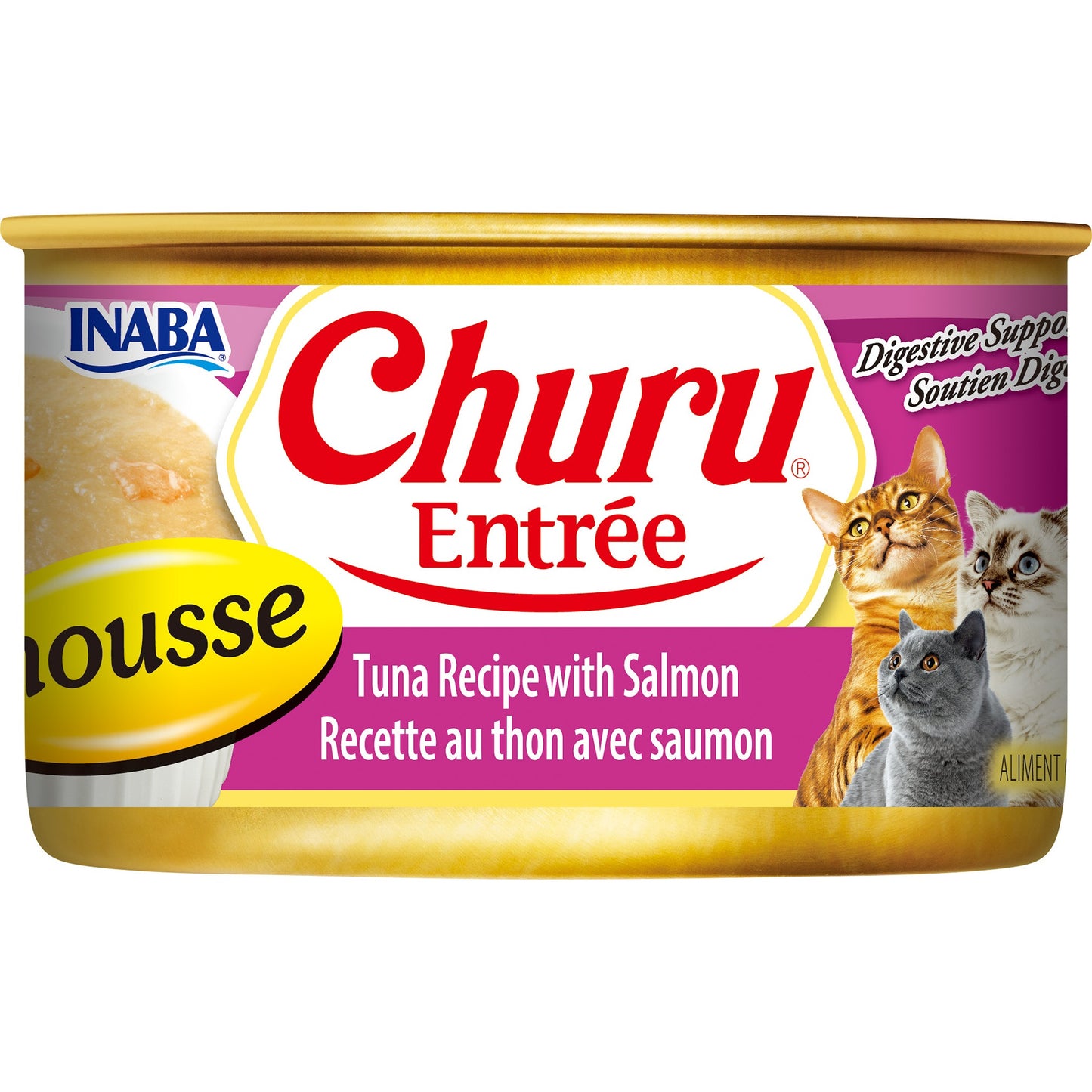 INABA Cat Complete and Balanced Wet Food Churu Entrée Mousse Tuna Recipe with Salmon Can 85g