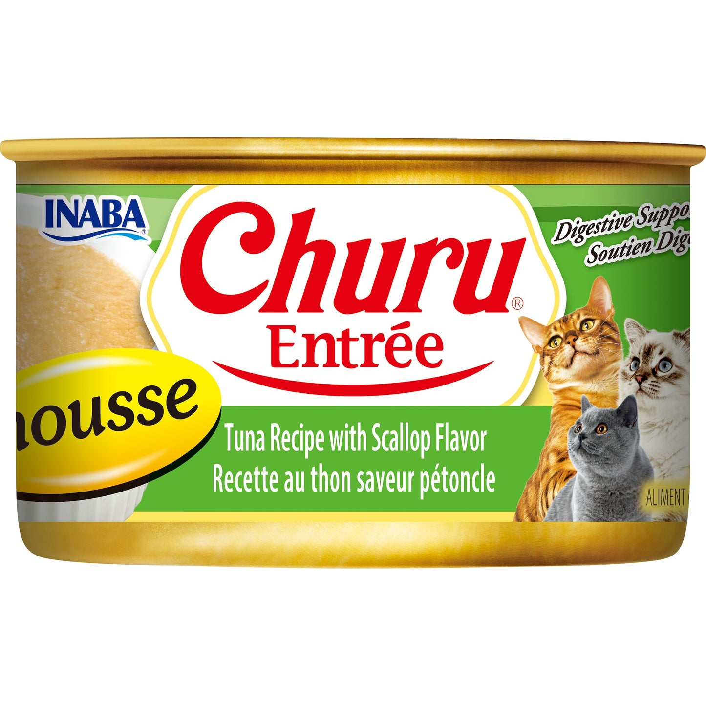 INABA Cat Complete and Balanced Wet Food Churu Entrée Mousse Tuna Recipe with Scallop Flavor Can 85g