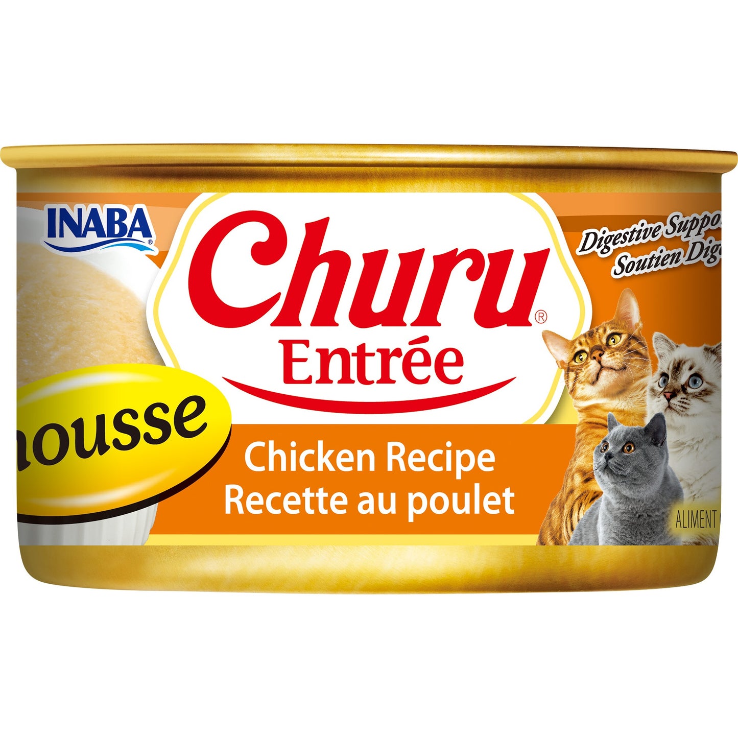 INABA Cat Complete and Balanced Wet Food Churu Entrée Mousse Chicken Recipe Can 85g