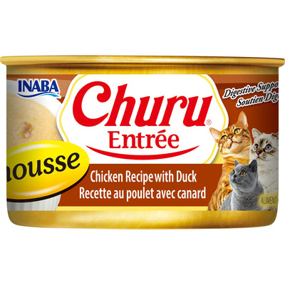 INABA Cat Complete and Balanced Wet Food Churu Entrée Mousse Chicken Recipe with Duck Can 85g