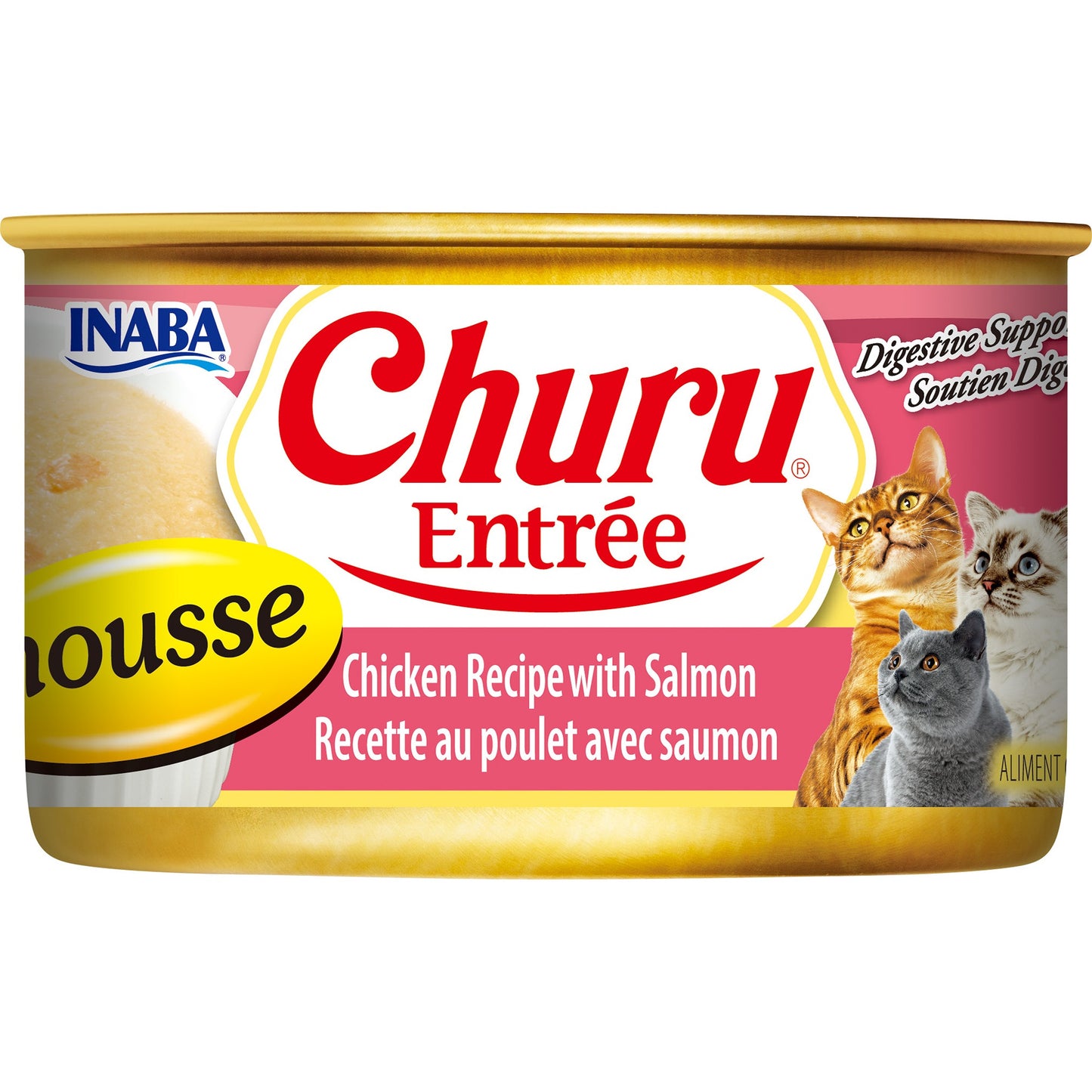 INABA Cat Complete and Balanced Wet Food Churu Entrée Mousse Chicken Recipe with Salmon Can 85g