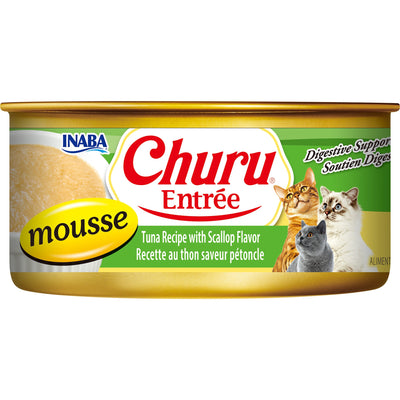 INABA Cat Complete and Balanced Wet Food Churu Entrée Mousse Tuna Recipe with Scallop Flavor Can 156g