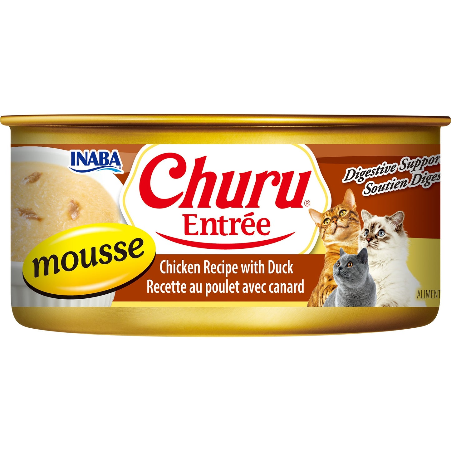 INABA Cat Complete and Balanced Wet Food Churu Entrée Mousse Chicken Recipe with Duck Can 156g