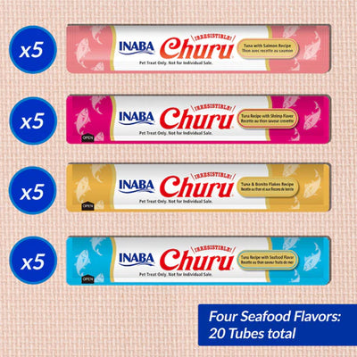 INABA Cat Churu Puree Seafood Mix Varities Box 20Pcs