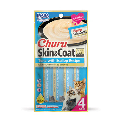 INABA CAT CHURU PUREE SKIN & COAT Tuna With Scallop 56G