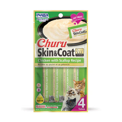 INABA CAT CHURU PUREE SKIN & COAT Chicken With Scallop 56G