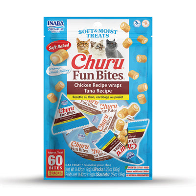 Inaba Cat Treat Churu Fun Bites Chicken Wraps Tuna Recipe 60g