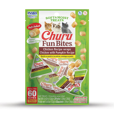 Inaba Cat Treat Churu Fun Bites Chicken Recipe wraps Chicken with Pumpkin Recipe