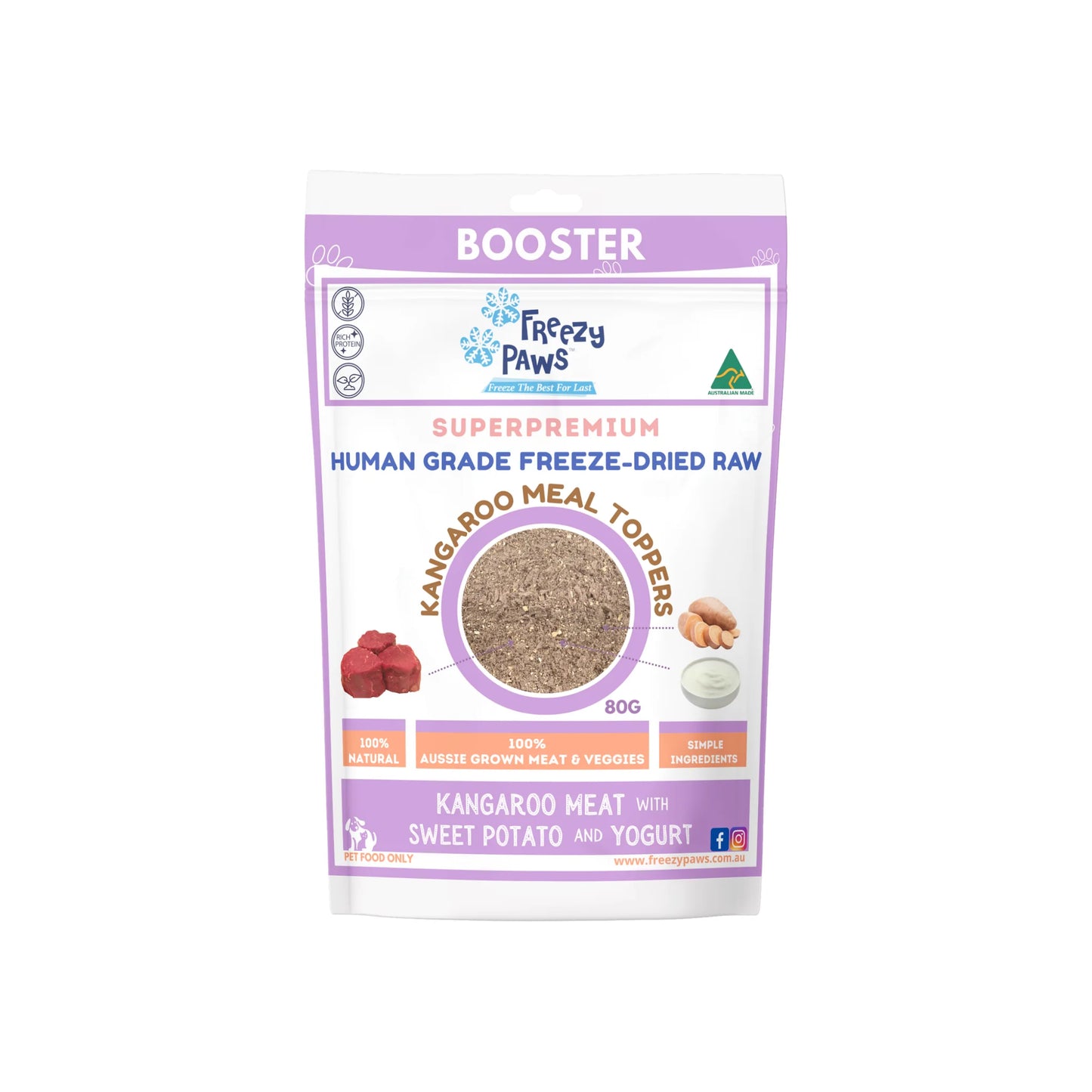 Freezy Paws - Freeze-Dried Raw Topper Mix (Kangaroo Meat w/ Sweet Potato & Yogurt) 80g