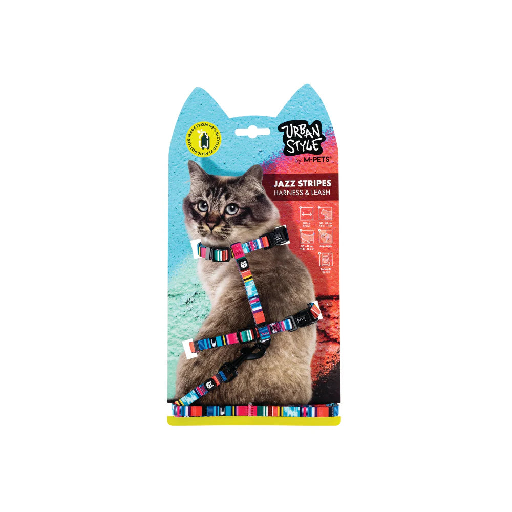 M-Pets URBANSTYLE Jazz Stripes Cat ECO SET (Harness & Leash)