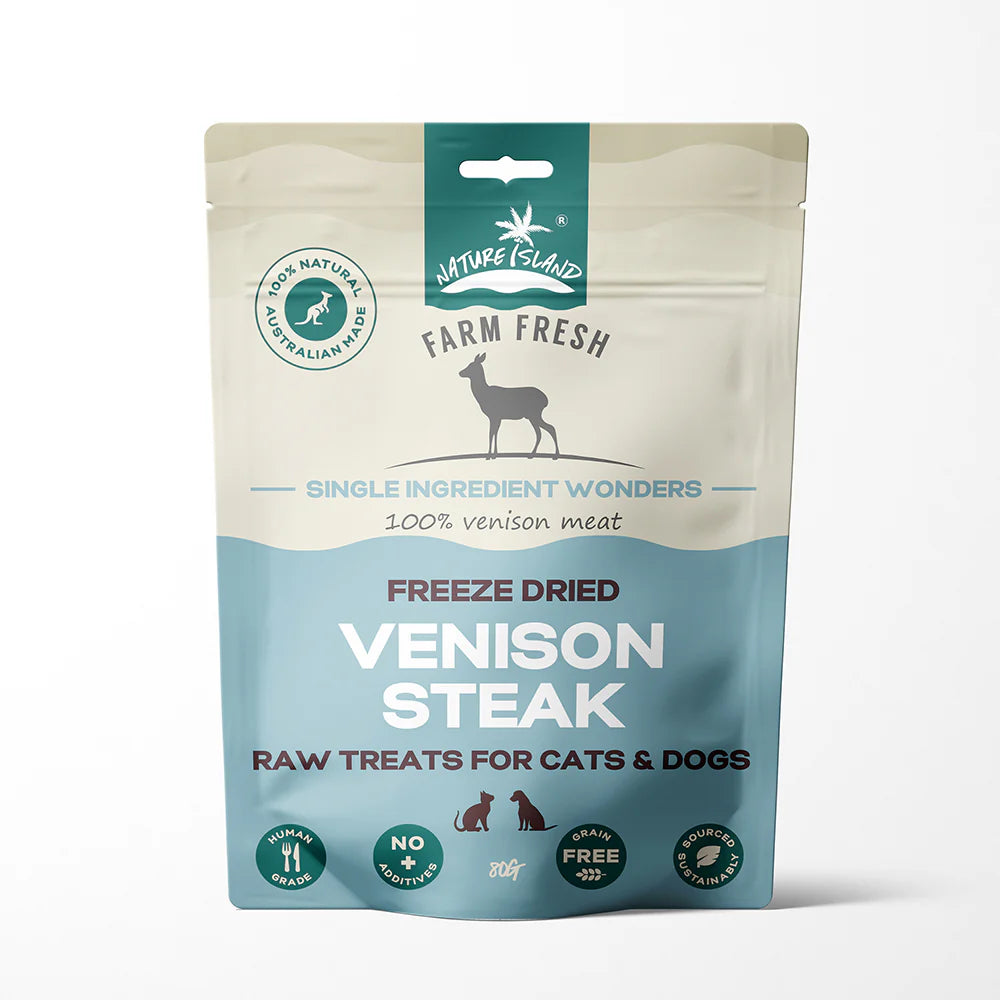 Nature Island Freeze Dried Venison Steak Raw Treats 80g