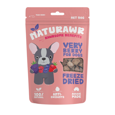 Naturawr Freeze-Dried Dog Treats Very Berry with Kangaroo 50g