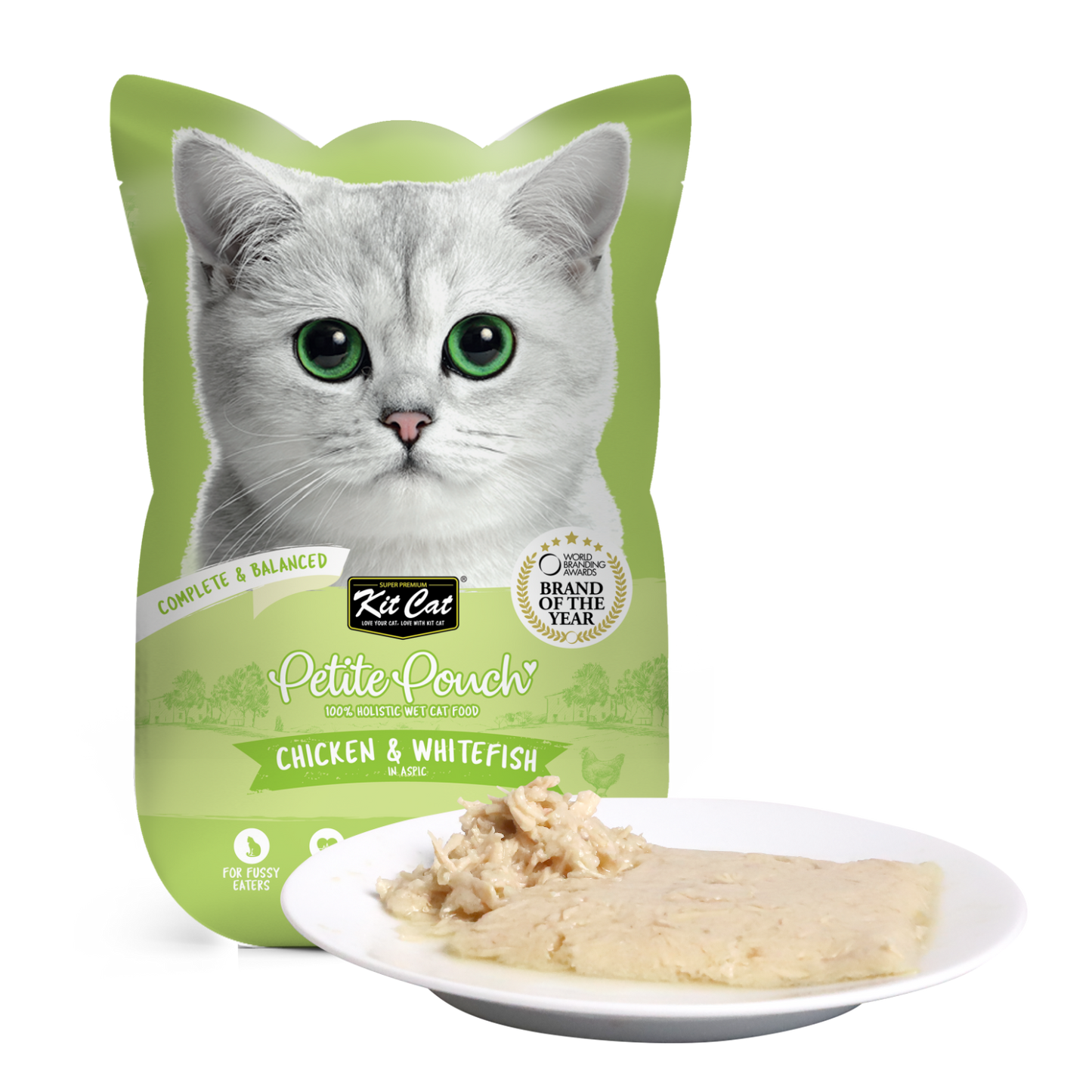 Kit Cat Cat Wet Food Petite Pouch Complete & Balanced Chicken & Whitefish in Aspic