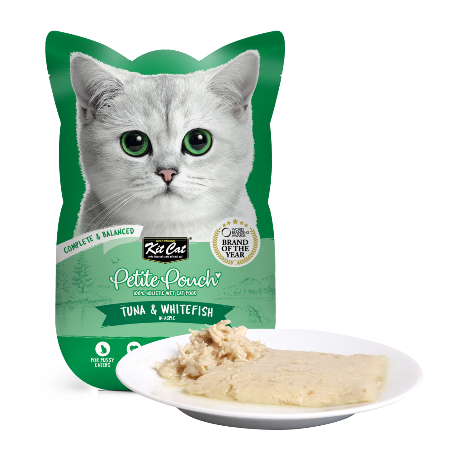 Kit Cat Cat Wet Food Petite Pouch Complete & Balanced Tuna & Whitefish in Aspic